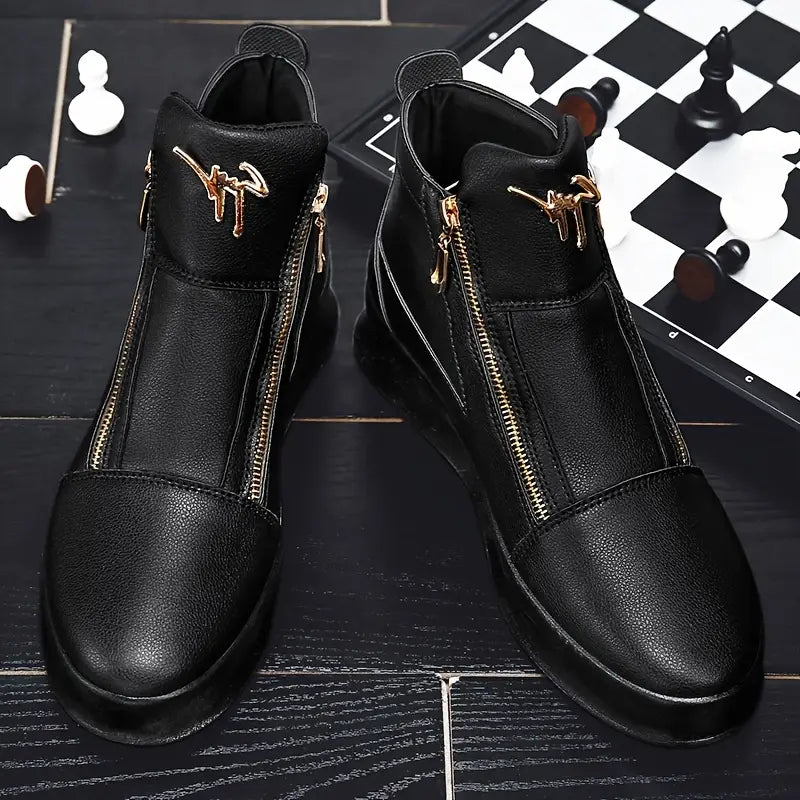 Luxe Zip Leather Sneakers
