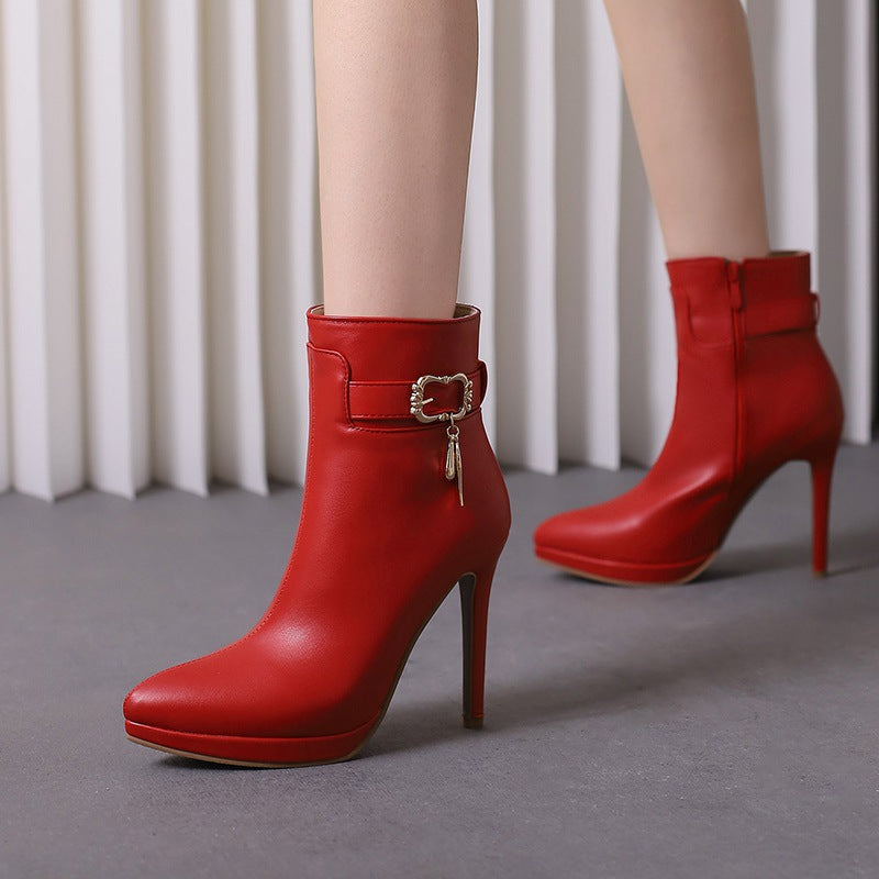 Gilded Charm Leather Boots